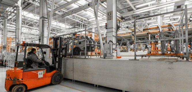 Gypsum wallboard manufacturing plant floor